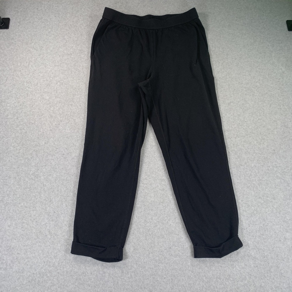 Eileen Fisher Pants Womens Small Black Organic Cotton Jersey Jogger Cuffed